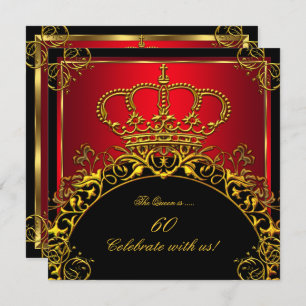 Invitation Queen ou King Regal Red Gold Royal Anniversaire