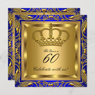 Invitation Queen ou King Royal Blue Gold Elite fête d'anniver