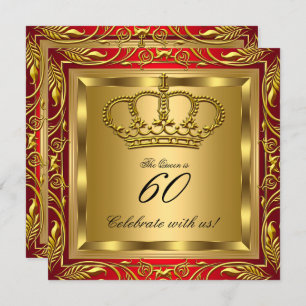 Invitation Queen ou King Royal Red Gold Elite fête d'annivers