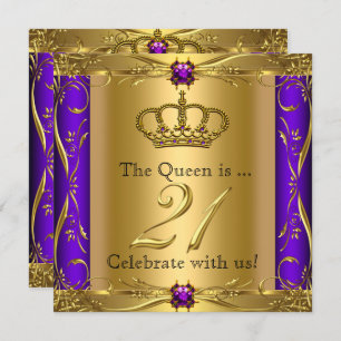Invitation Queen Princess Regal Purple 21e anniversaire