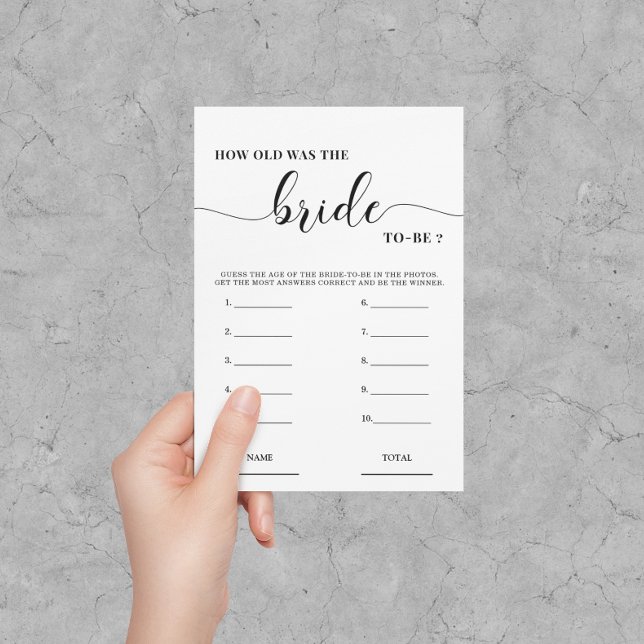 Invitation Quel âge avait la mariée Jeu de salle simple pour  (Créateur téléchargé)