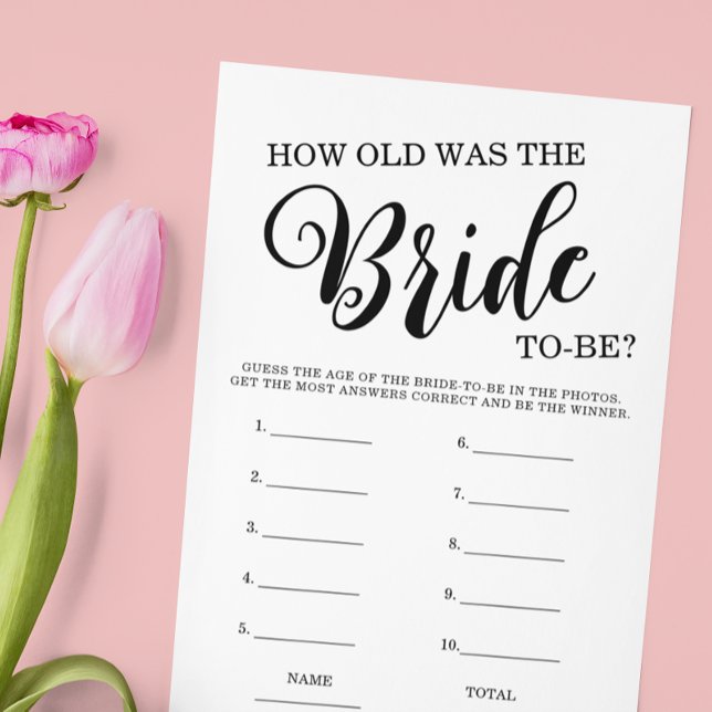 Invitation Quel âge avait le jeu de Baby Shower de la Mariée (Créateur téléchargé)