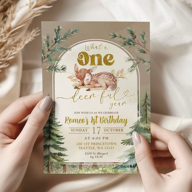 Invitation Quel Bois Onedeerful Boho 1er Anniversaire Garçon (Créateur téléchargé)