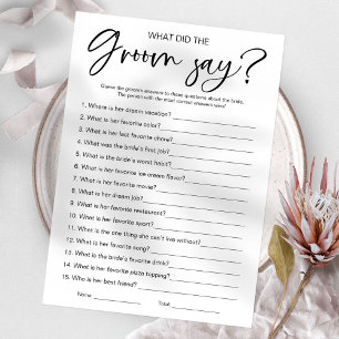 Invitation Quel est-ce que le marié a dit Jeu de Baby Shower