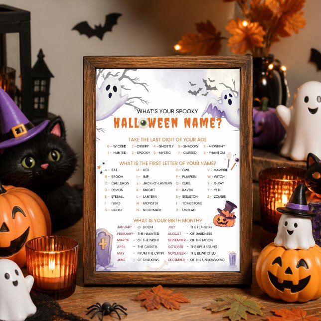 Invitation Quel est votre nom effrayant d'Halloween ? Jeu de  (Créateur téléchargé)