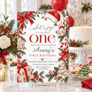 Invitation Quel plaisir pour un premier anniversaire de Noël
