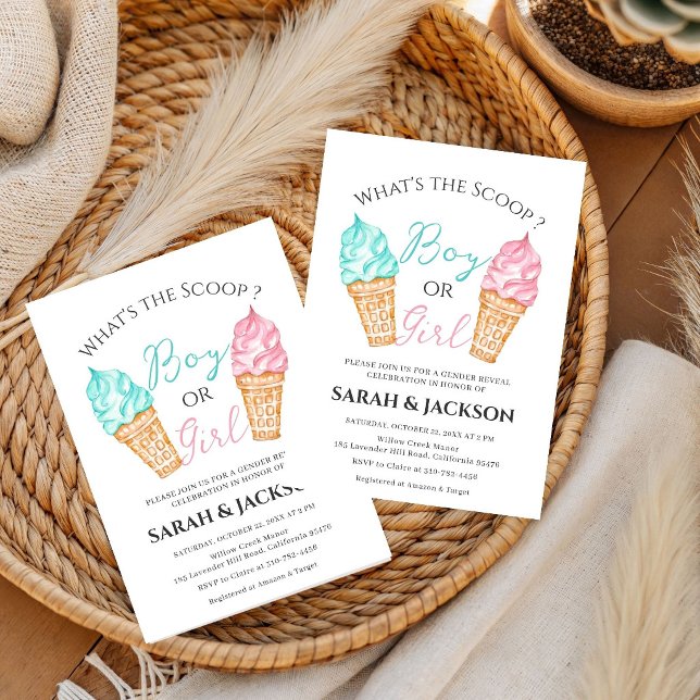 Invitation Quelle est la fête scoop, bébé garçon ou fille  (Créateur téléchargé)