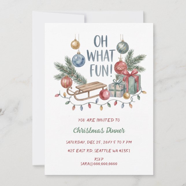 Invitation Quelle fête de Noël pour le dîner de vacances (Devant)