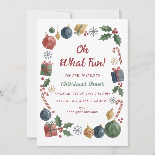 Invitation Quelle fête de Noël pour le dîner de vacances (Devant)