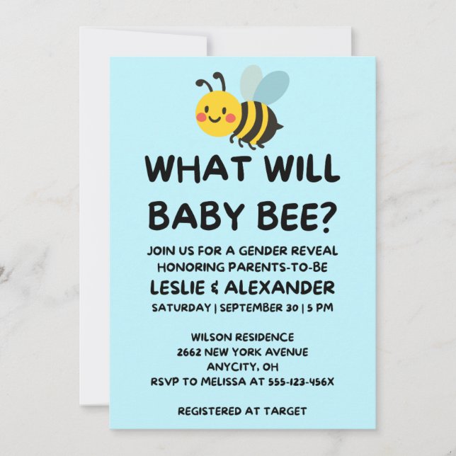 Invitation Quelle révélation de sexe de bébé abeille (Devant)