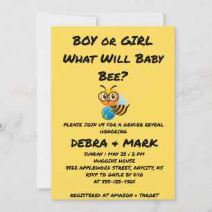 Invitation Quelle révélation de sexe de bébé abeille