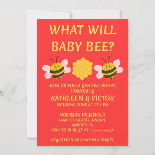 Invitation Quelle révélation du sexe de bébé abeille