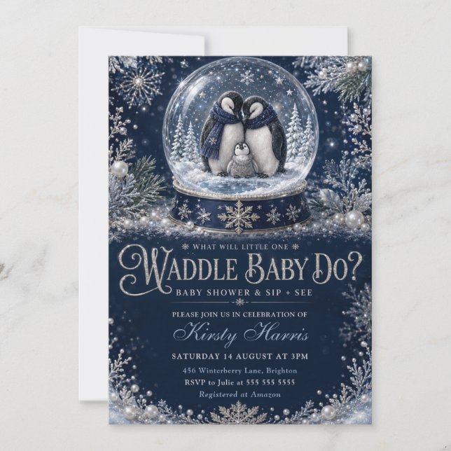 Invitation Quelle sera la fête de bébé de Little One Waddle B (Devant)