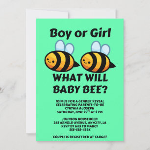 Invitation Quelle sera la révélation du sexe de bébé abeille