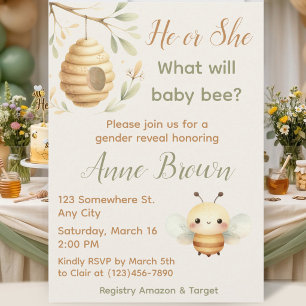 Invitation Quelle sera la révélation du sexe de bébé abeille