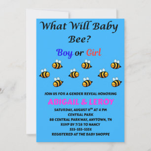 Invitation Quelle sera la révélation du sexe de bébé abeille