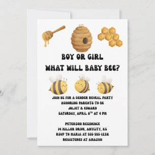 Invitation Quelle sera la révélation du sexe de bébé abeille