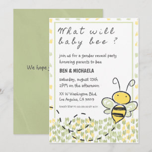 Invitation Quelle sera l'abeille bébé Fête de bébé abeille Ré