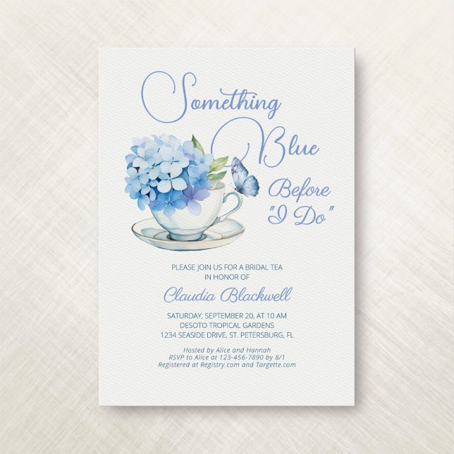 Invitation Quelque chose Blue Hydrangea Bridal Tea Douche (Créateur téléchargé)