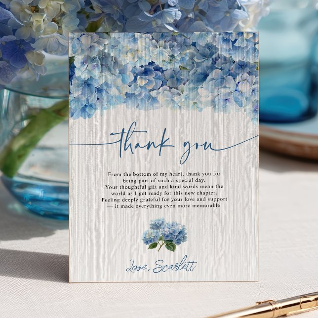 Invitation Quelque Chose de Bleu Avant de Faire Big Hydrangea (Something Blue Before I Do Blue Hydrangea Bridal Invitation)