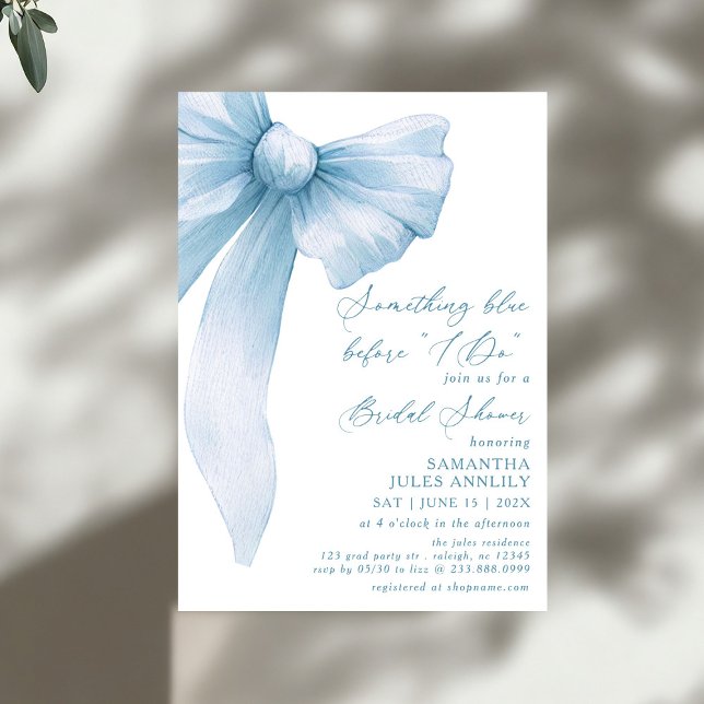 Invitation Quelque chose de bleu avant de faire Blue Bow Fête (Créateur téléchargé)