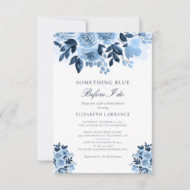 Invitation Quelque chose de bleu avant de faire Fête des mari (Devant)