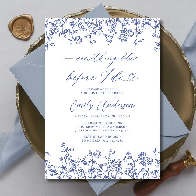 Invitation Quelque chose de bleu avant de faire Fête des mari (Créateur téléchargé)