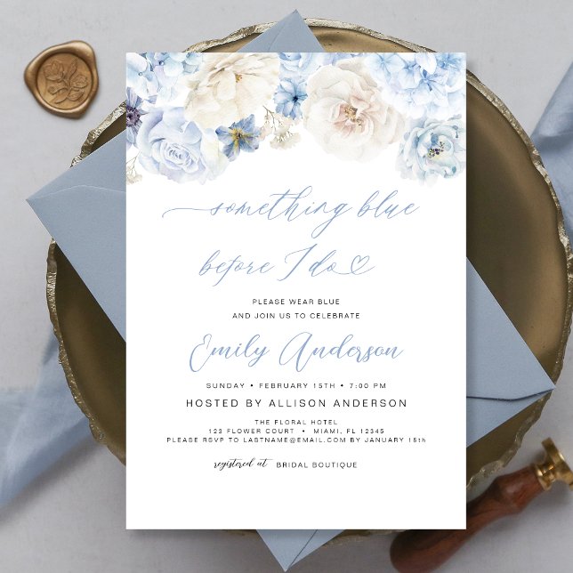 Invitation Quelque chose de bleu avant de faire Fête des mari (Créateur téléchargé)