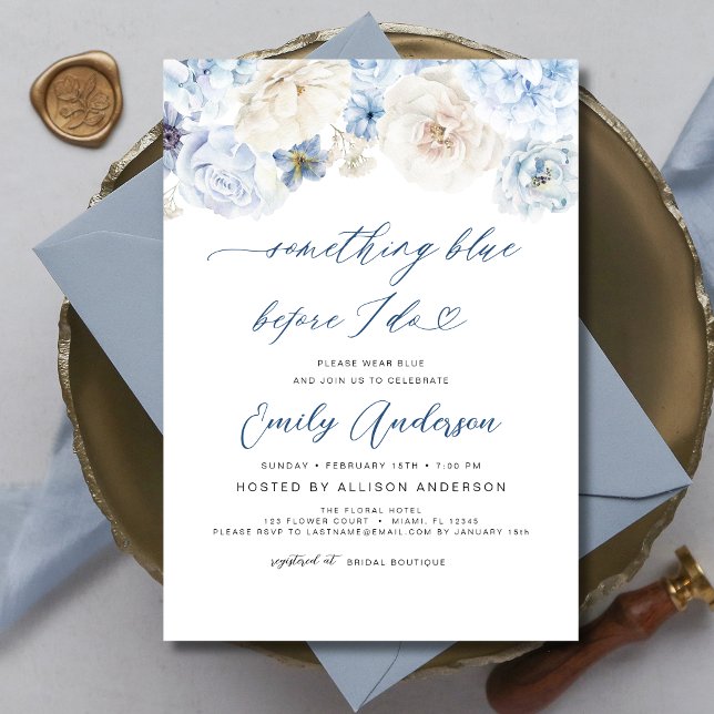 Invitation Quelque chose de bleu avant de faire Fête des mari (Créateur téléchargé)