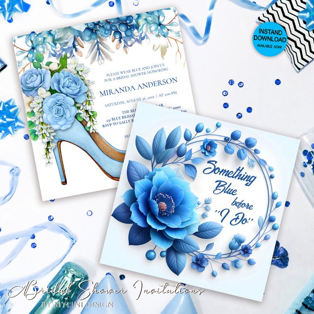 Invitation Quelque chose de bleu avant de faire Fête des mari (Créateur téléchargé)