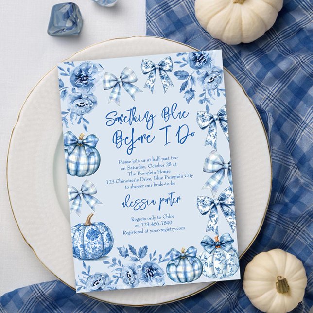Invitation Quelque chose de bleu avant de faire Fête des mari (Something Blue before I Do .. Fall Pumpkin Bridal Shower Invitation by Darling & May)