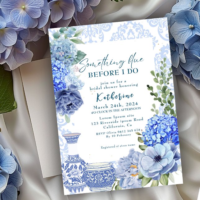 Invitation Quelque chose de bleu avant de faire hydrangea nup (Créateur téléchargé)