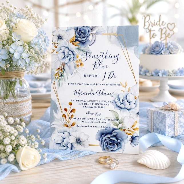 Invitation Quelque chose de bleu avant la fête de douche de m (Créateur téléchargé)