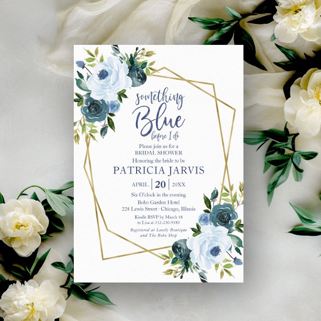 Invitation Quelque chose de bleu avant ma douche de mariée  (Créateur téléchargé)
