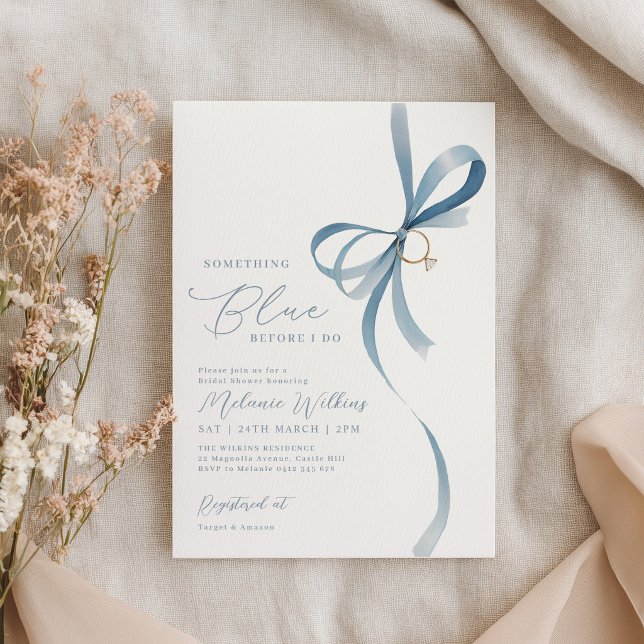 Invitation Quelque Chose de Bleu Avant Ma Douche de Mariée à  (Something blue before I do Bridal Shower Invitation)