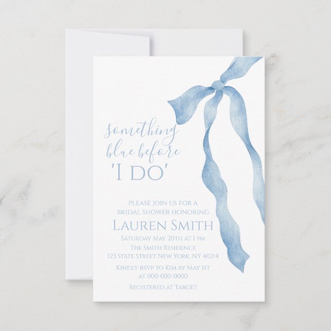 Invitation Quelque Chose de Bleu Avant Mon Shower de Mariée (Devant)