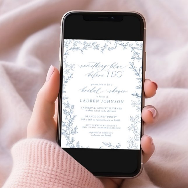 Invitation Quelque chose de bleu avant QR Fête des mariées bo (Créateur téléchargé)