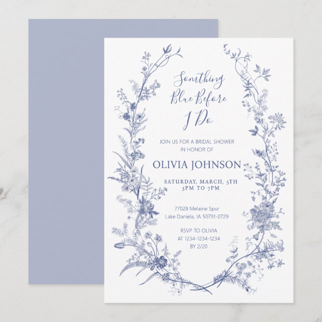 Invitation quelque chose de bleu avant que je fasse une fête  (Devant / Derrière)