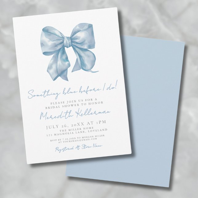 Invitation Quelque Chose de Bleu Avant que je ne dise "Oui" à (Something Blue Before I Do Bow Bridal Shower Invitation)