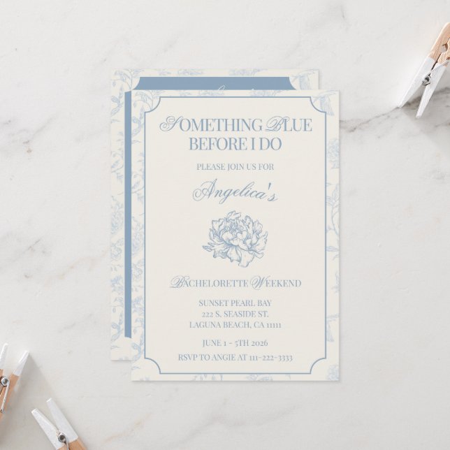 Invitation Quelque chose de bleu avant que je ne dise oui Iti (Devant/Arrière en situation)