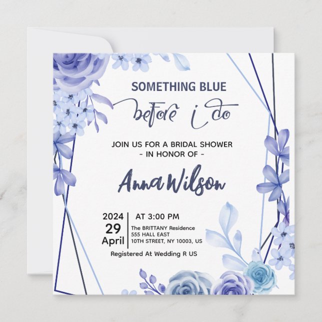 Invitation Quelque chose de bleu avant que je ne fasse l'hydr (Devant)