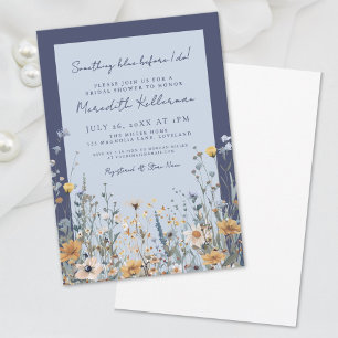 Invitation Quelque Chose de Bleu Baby Shower de Fleurs Sauvag