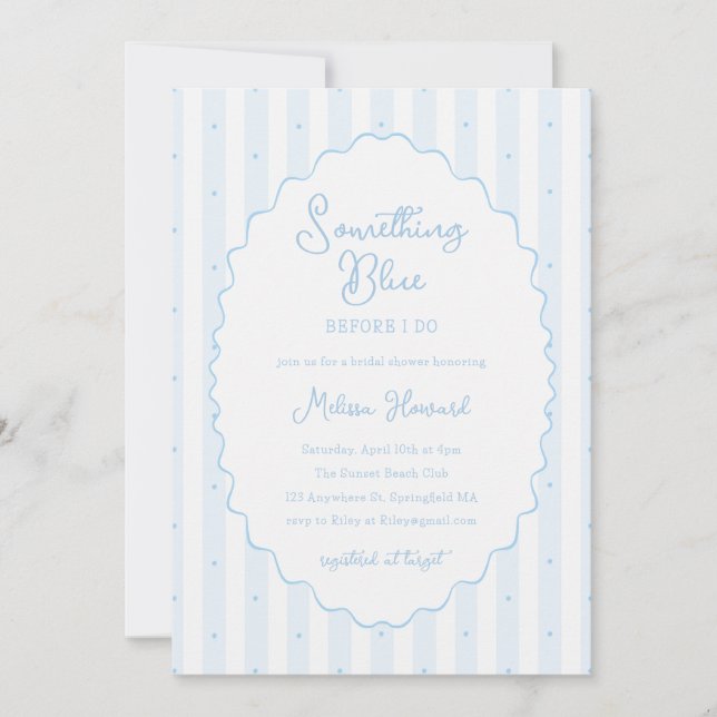 Invitation Quelque chose de bleu Baby Shower Mariage dessiné  (Devant)