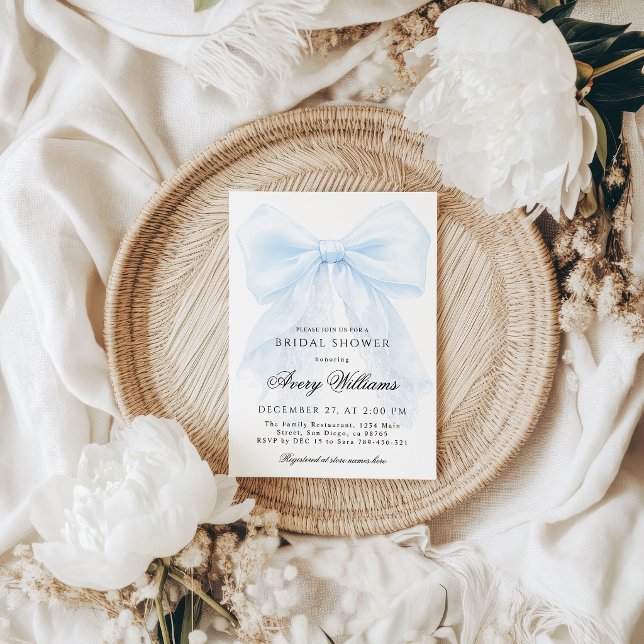 Invitation Quelque chose de bleu design ruban de dentelle élé (Créateur téléchargé)