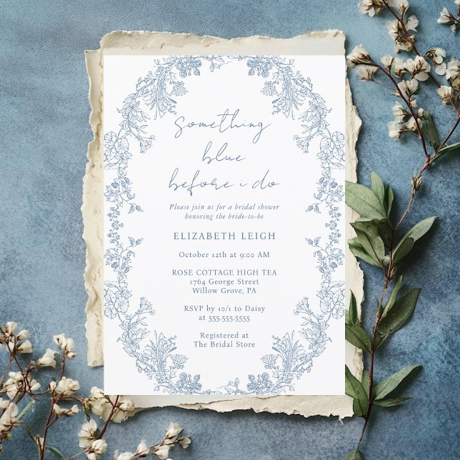 Invitation Quelque Chose de Bleu Élégant Avant de Faire la Fê (Créateur téléchargé)