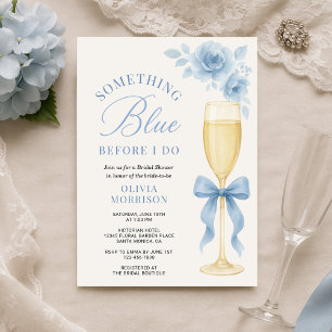 Invitation Quelque Chose de Bleu Floral Coquette Nœud Papillo