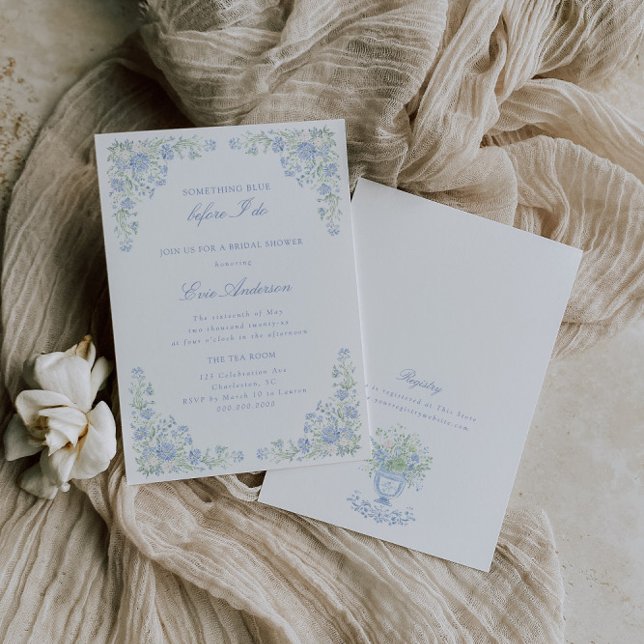 Invitation Quelque chose de bleu, floral et chic pour une fêt (Créateur téléchargé)