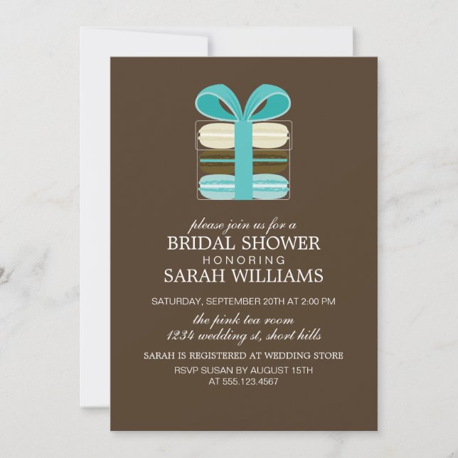 Invitation Quelque chose de bleu français Macarons (Devant)