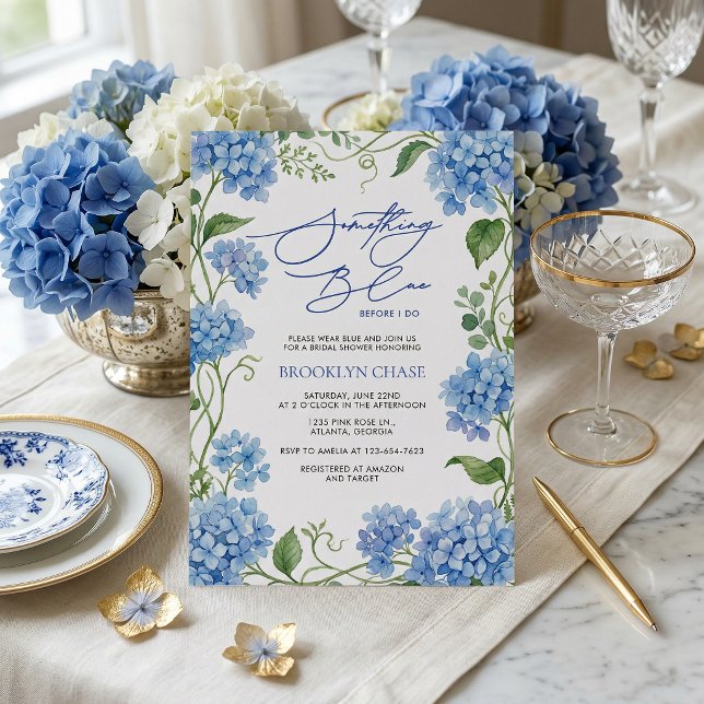 Invitation Quelque Chose de Bleu Hydrangea Fleurs Réception d (Créateur téléchargé)