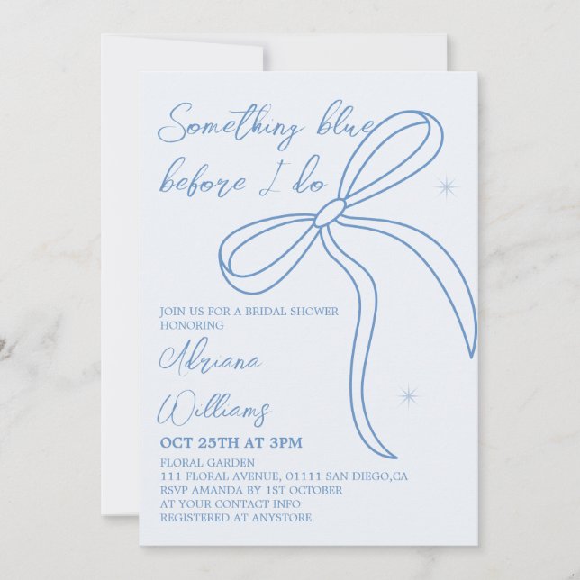 Invitation Quelque Chose de Bleu Mariage Shower (Devant)